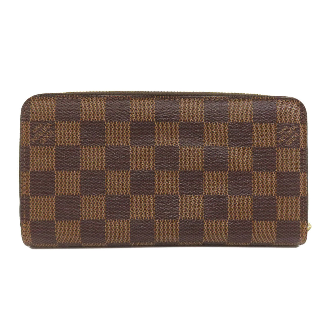 LOUIS VUITTON Long Wallet Purse N60015 Damier canvas Brown Zippy wallet old