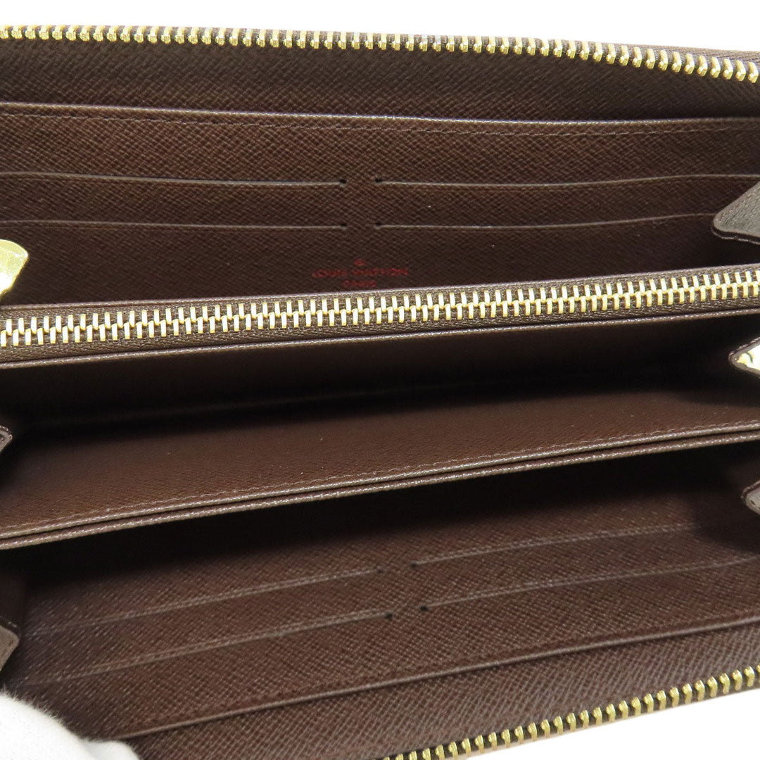 LOUIS VUITTON Long Wallet Purse N60015 Damier canvas Brown Zippy wallet old