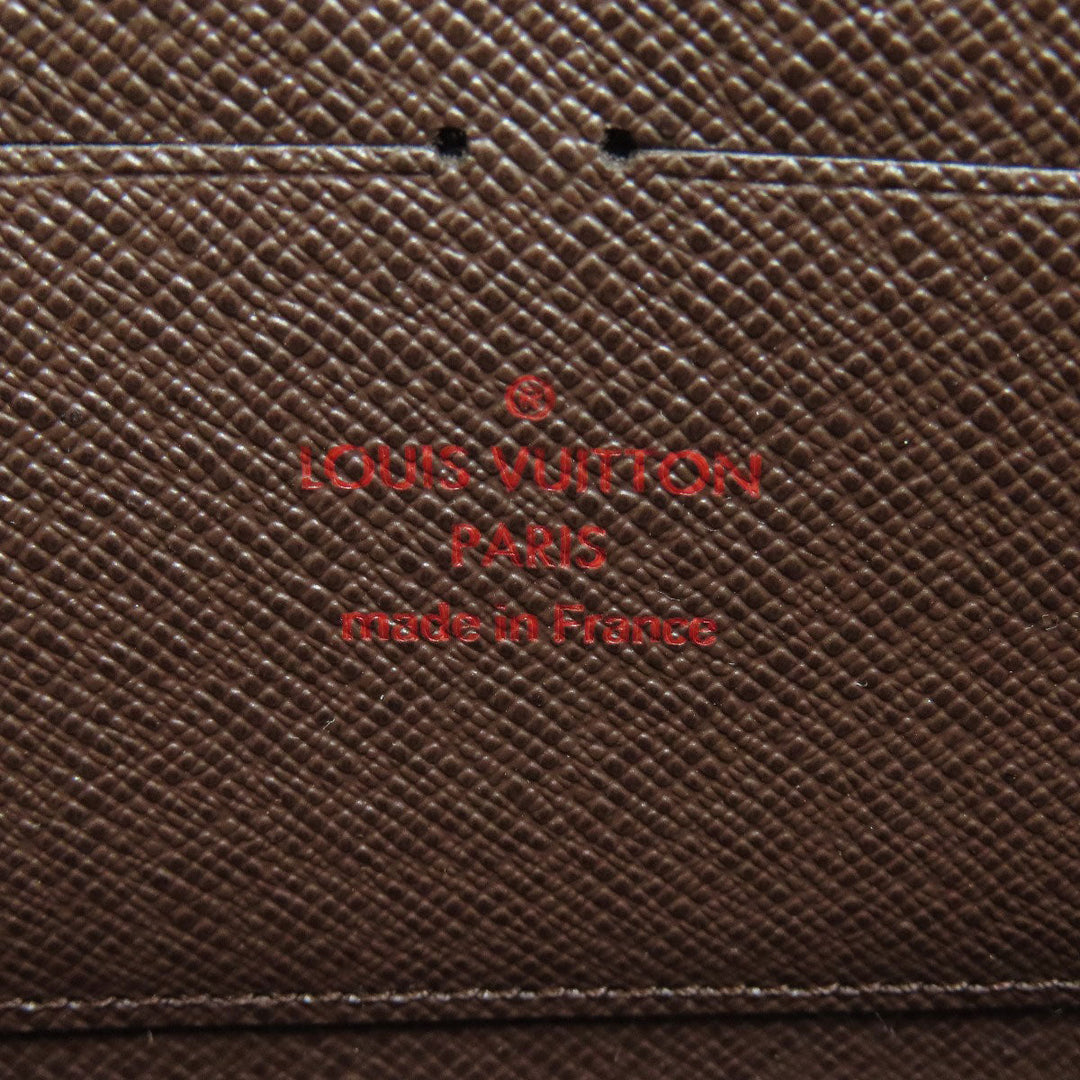 LOUIS VUITTON Long Wallet Purse N60015 Damier canvas Brown Zippy wallet old