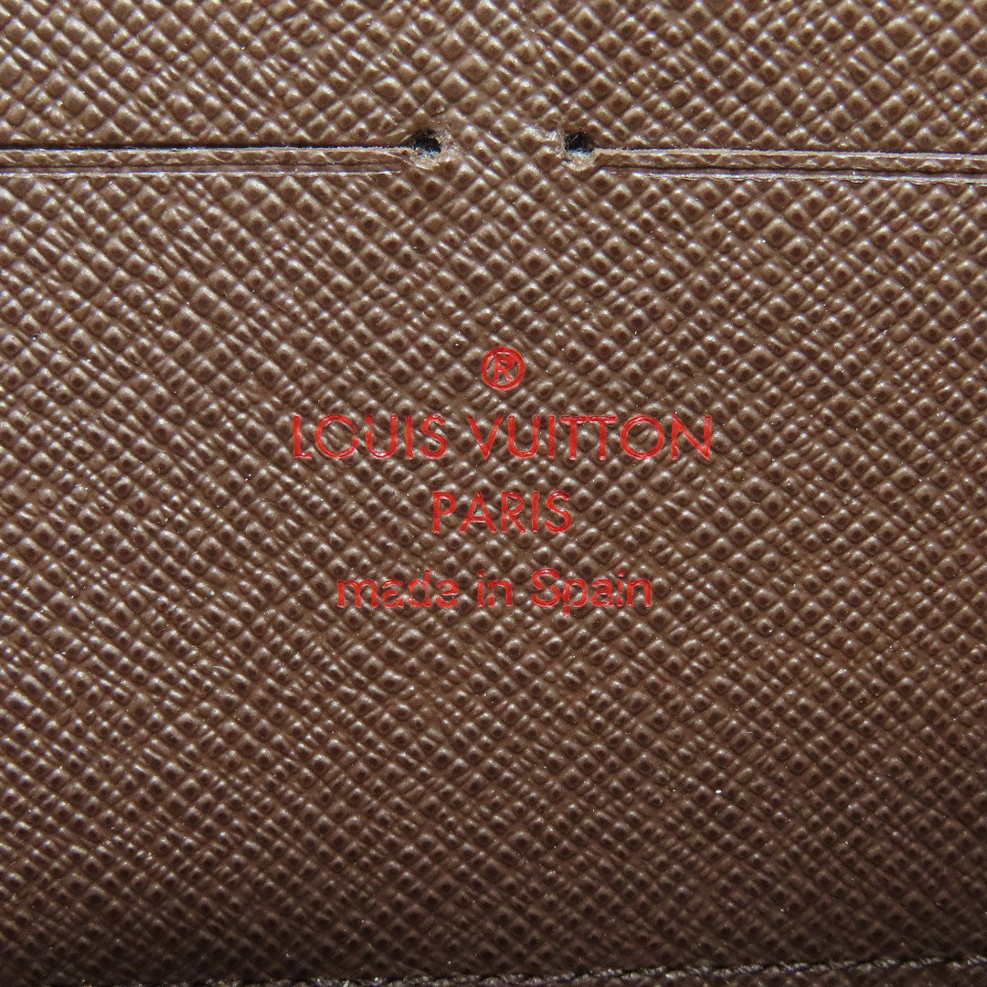 LOUIS VUITTON Long Wallet Purse N60015 Damier canvas Brown Zippy wallet old Women Used Authentic