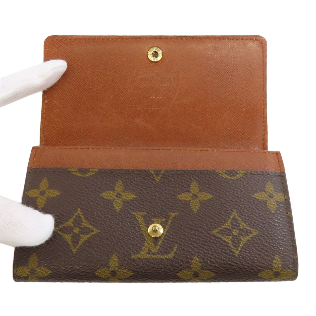 LOUIS VUITTON Bifold Wallet M61735 Monogram canvas Brown Portonet Zip Women Used Authentic