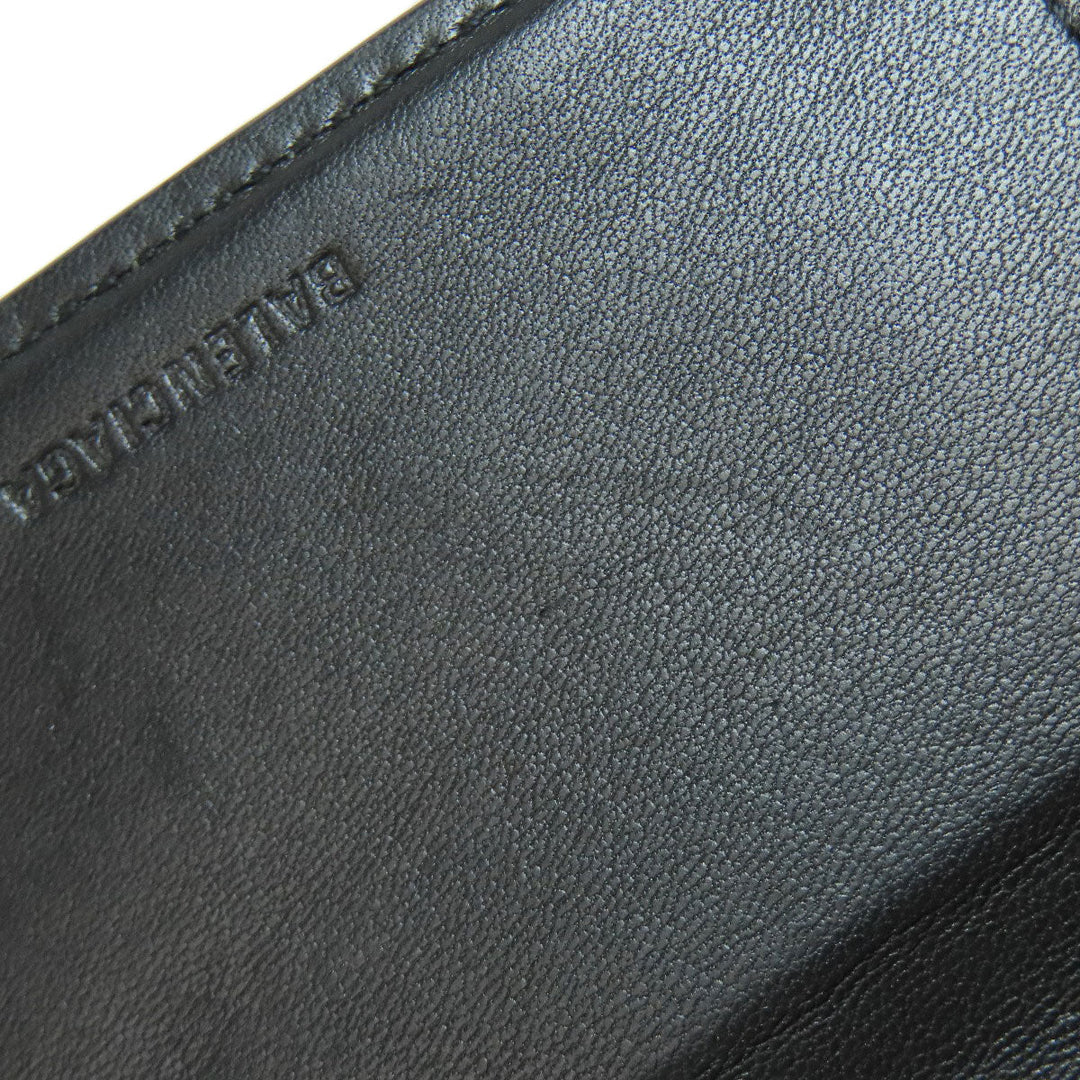 BALENCIAGA Bifold Wallet leather black Tri-fold Wallet Embossed Women(Unisex) Used Authentic