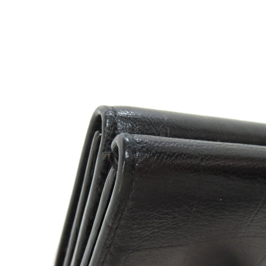 BALENCIAGA Bifold Wallet leather black Tri-fold Wallet Embossed Women(Unisex) Used Authentic