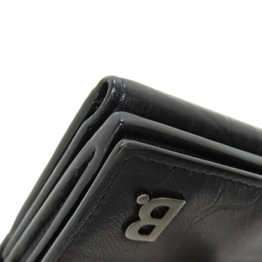 BALENCIAGA Bifold Wallet leather black Tri-fold Wallet Embossed Women(Unisex) Used Authentic