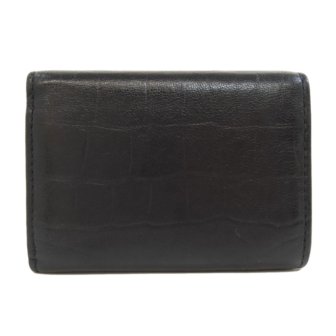 BALENCIAGA Bifold Wallet leather black Tri-fold Wallet Embossed Women(Unisex) Used Authentic