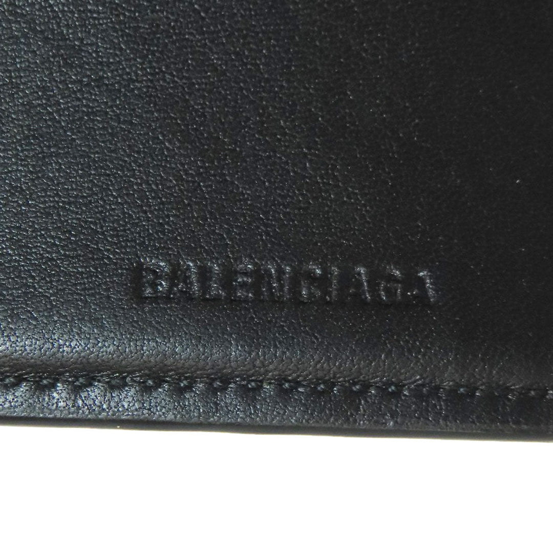 BALENCIAGA Bifold Wallet leather black Tri-fold Wallet Embossed Women(Unisex) Used Authentic