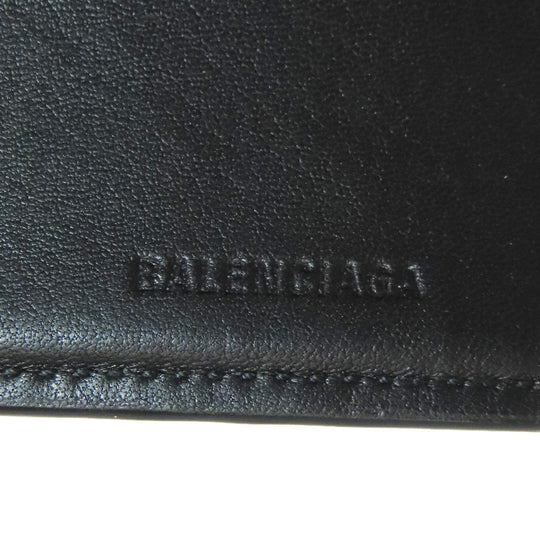 BALENCIAGA Bifold Wallet leather black Tri-fold Wallet Embossed Women(Unisex) Used Authentic
