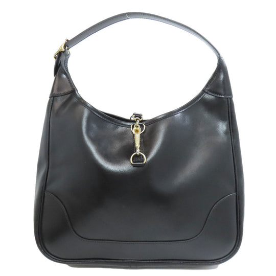 HERMES Shoulder Bag Calfskin black Trim 31 Gold Metal Women Used Authentic