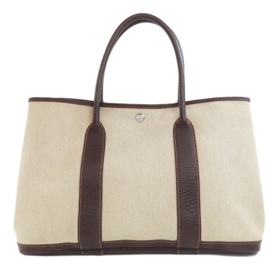 HERMES Tote Bag Tower ash beige Garden Party PM SilverMetal Women Used Authentic