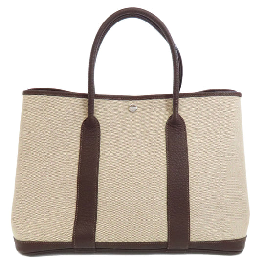 HERMES Tote Bag Tower ash beige Garden Party PM SilverMetal Women Used Authentic