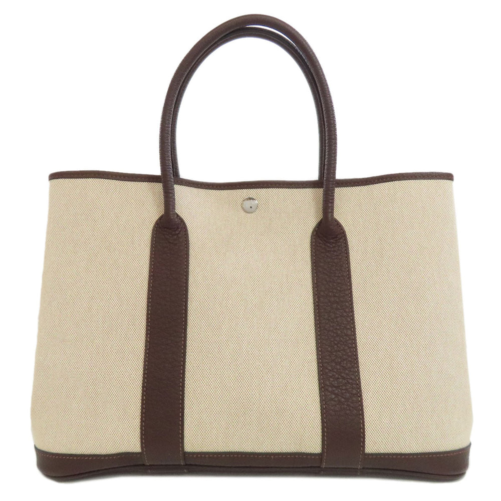 HERMES Tote Bag Tower ash beige Garden Party PM SilverMetal Women Used Authentic