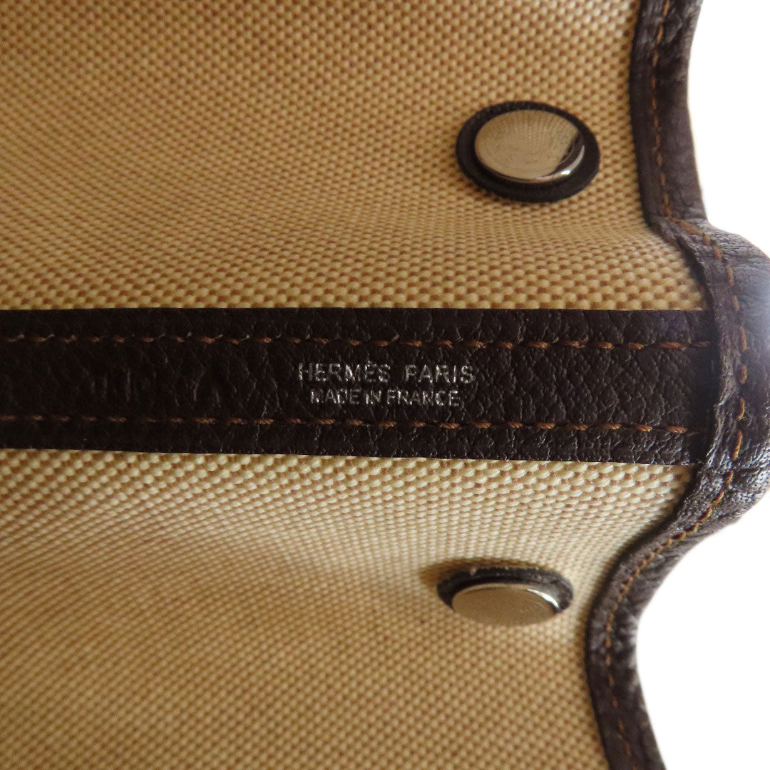 HERMES Tote Bag Tower ash beige Garden Party PM SilverMetal Women Used Authentic