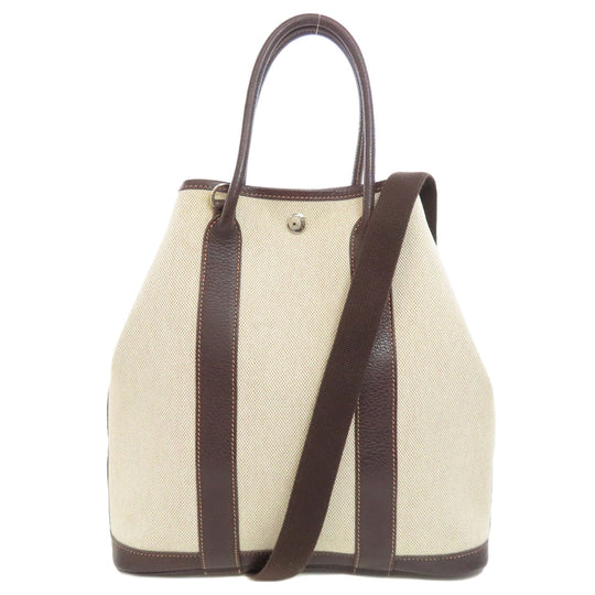 HERMES Handbag Tower ash Brown Garden File SilverMetal Women Used Authentic