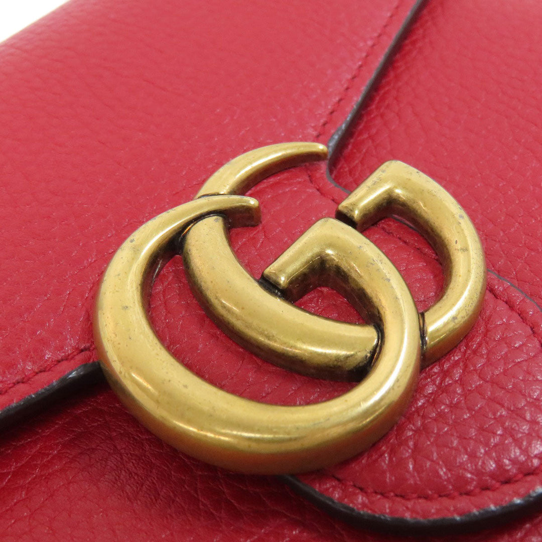 GUCCI Long Wallet Purse 401232 leather Red GG Marmont Chain Wallet