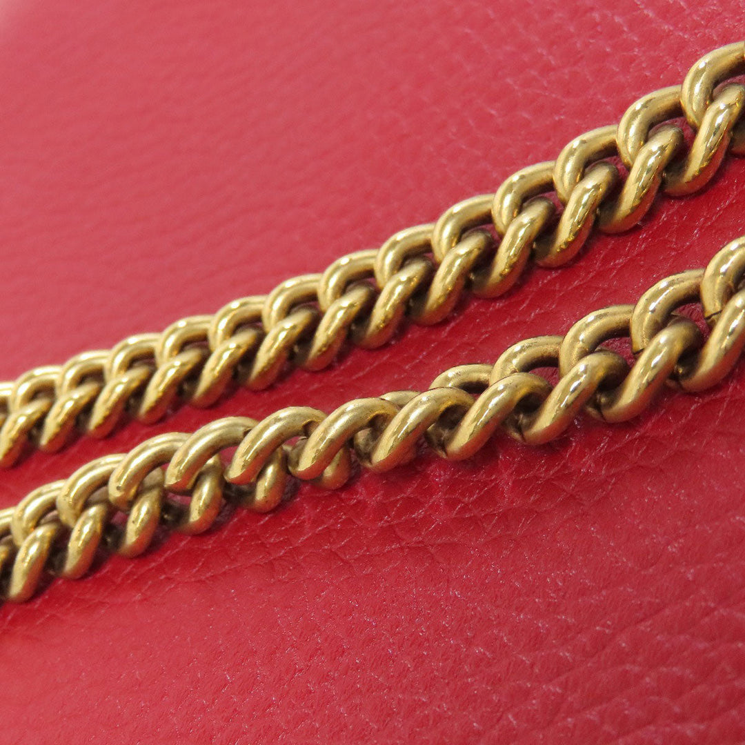 GUCCI Long Wallet Purse 401232 leather Red GG Marmont Chain Wallet
