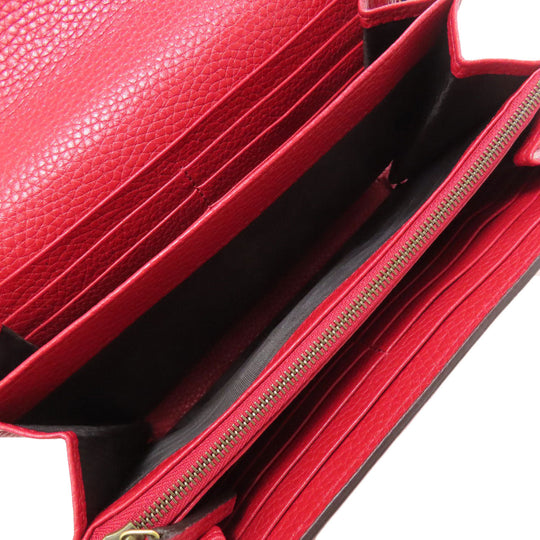 GUCCI Long Wallet Purse 401232 leather Red GG Marmont Chain Wallet