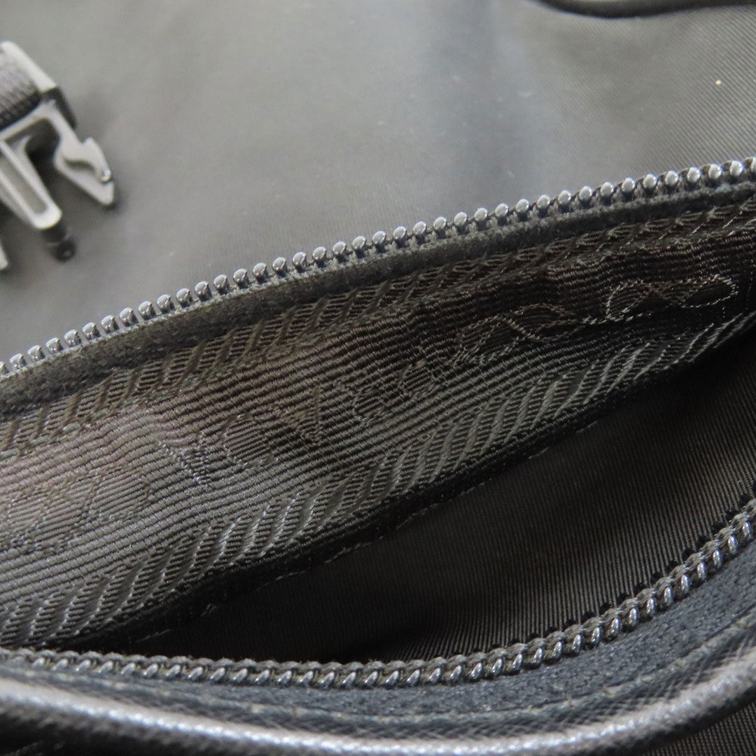 PRADA Shoulder Bag Nylon black logoMetal Women Used Authentic