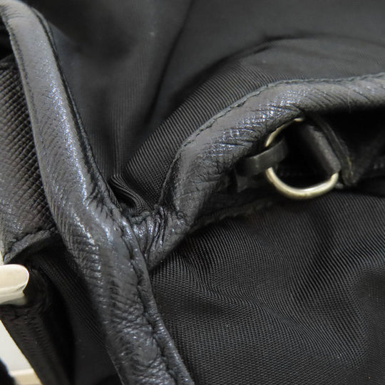 PRADA Shoulder Bag Nylon black logoMetal Women Used Authentic