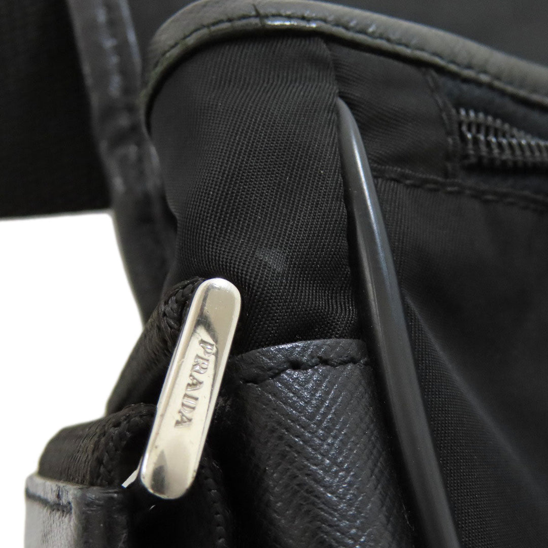 PRADA Shoulder Bag Nylon black logoMetal Women Used Authentic