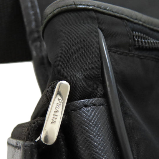 PRADA Shoulder Bag Nylon black logoMetal Women Used Authentic