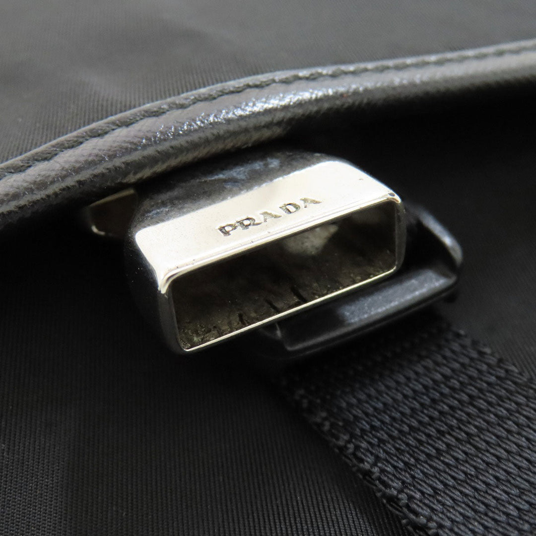 PRADA Shoulder Bag Nylon black logoMetal Women Used Authentic