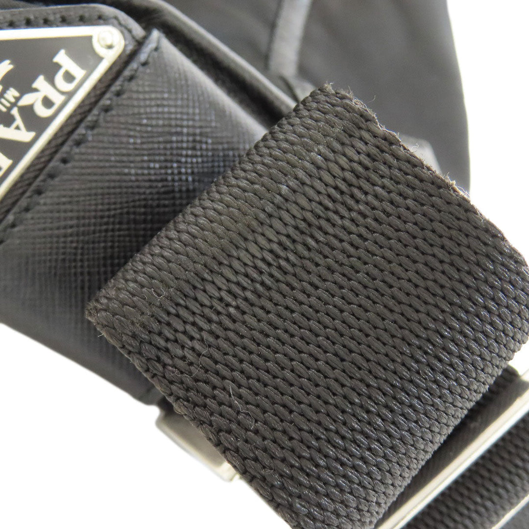PRADA Shoulder Bag Nylon black logoMetal Women Used Authentic