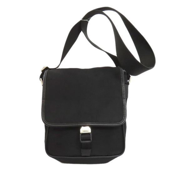 PRADA Shoulder Bag Nylon black logoMetal Women Used Authentic