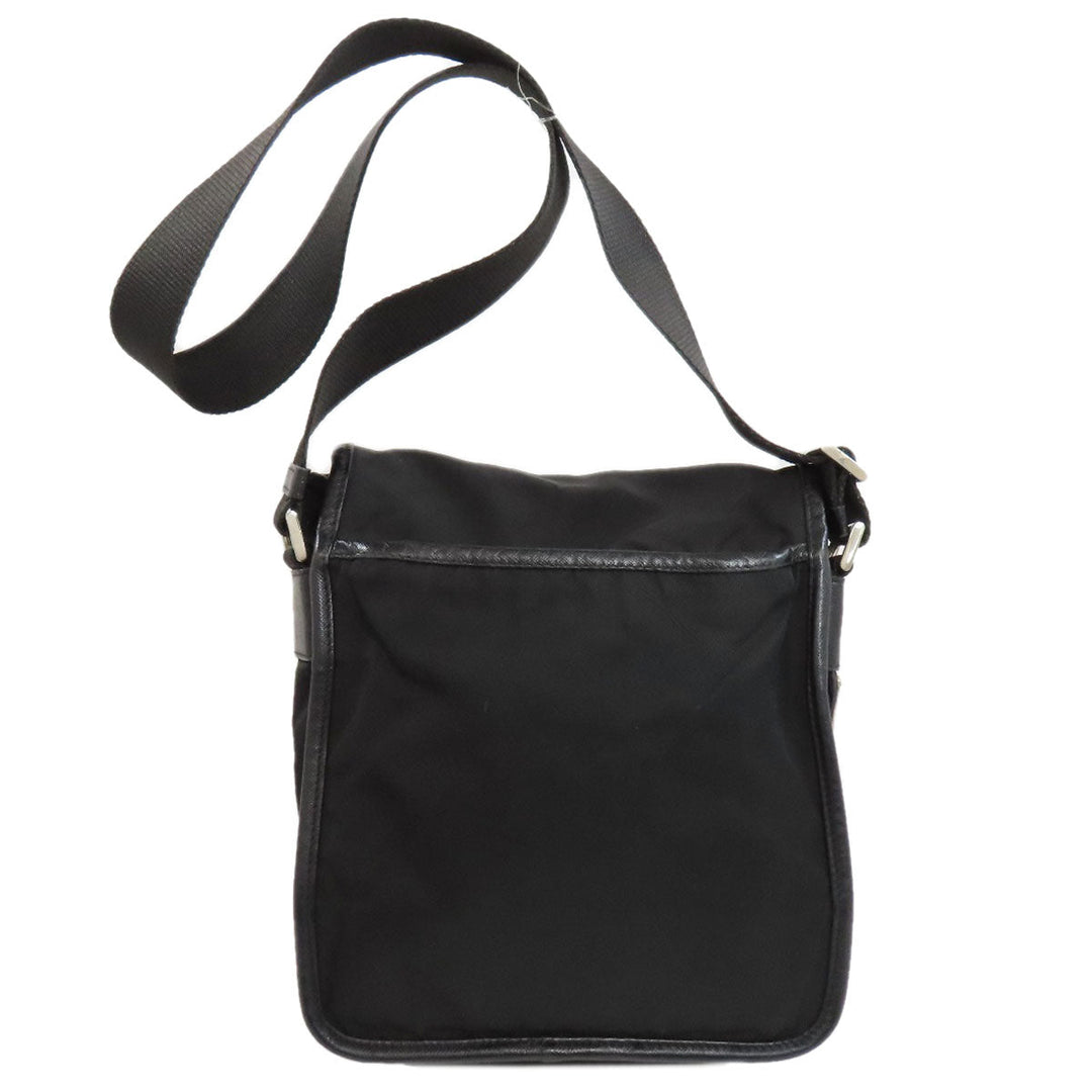 PRADA Shoulder Bag Nylon black logoMetal Women Used Authentic