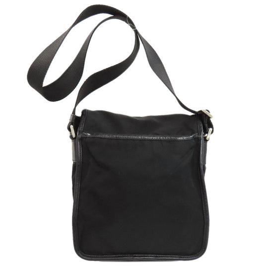 PRADA Shoulder Bag Nylon black logoMetal Women Used Authentic