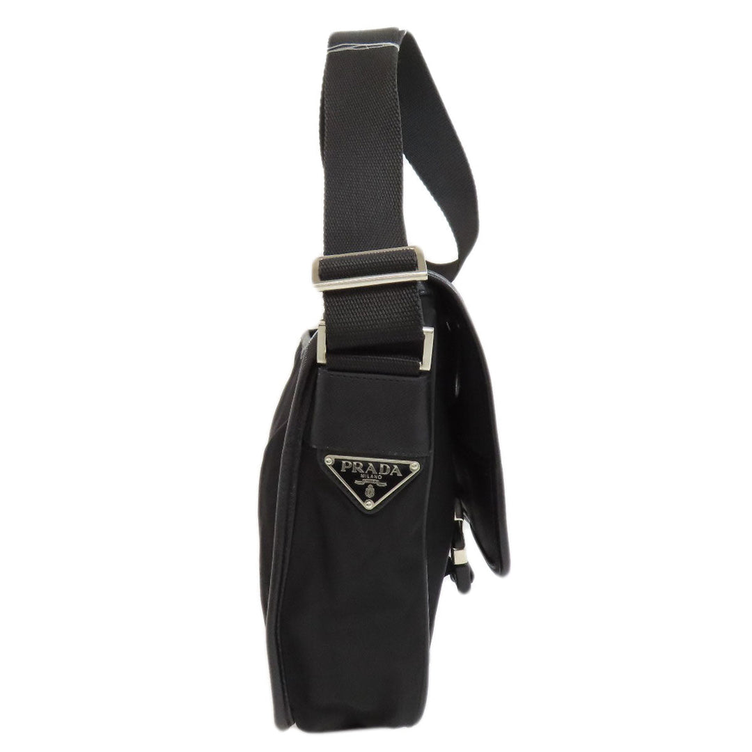 PRADA Shoulder Bag Nylon black logoMetal Women Used Authentic