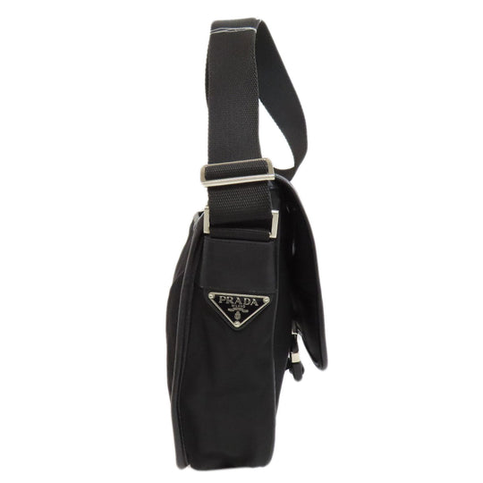 PRADA Shoulder Bag Nylon black logoMetal Women Used Authentic