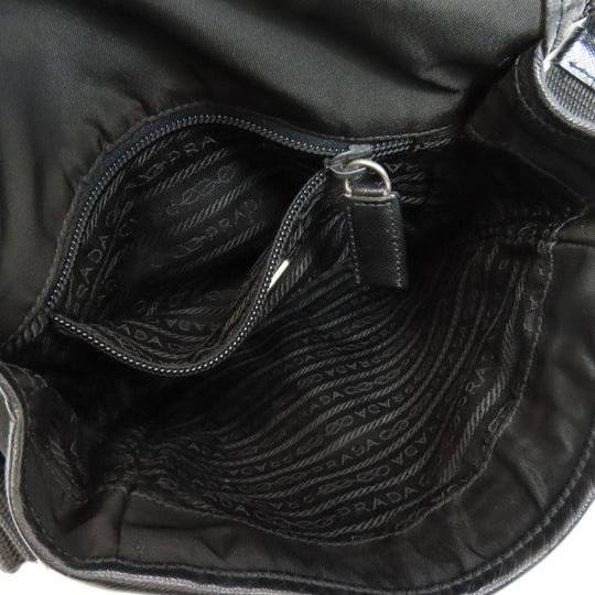 PRADA Shoulder Bag Nylon black logoMetal Women Used Authentic