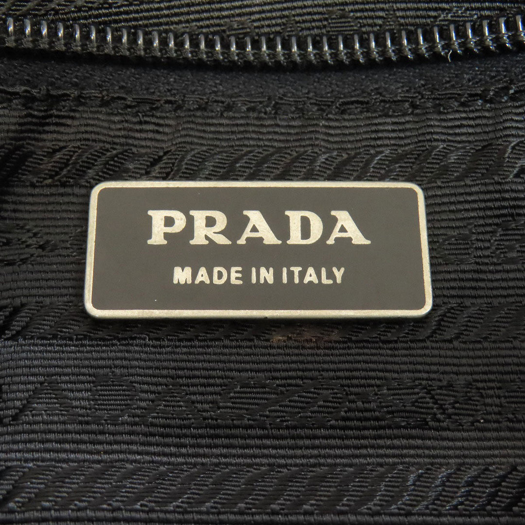 PRADA Shoulder Bag Nylon black logoMetal Women Used Authentic