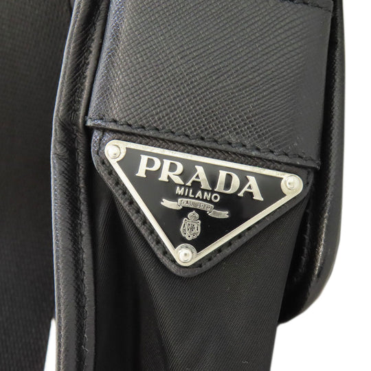 PRADA Shoulder Bag Nylon black logoMetal Women Used Authentic