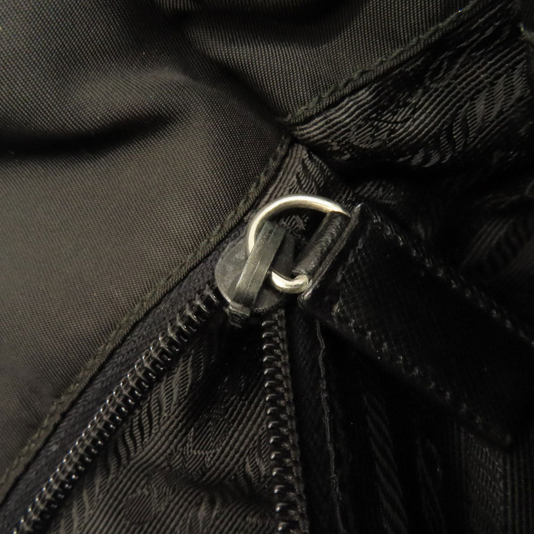 PRADA Shoulder Bag Nylon black logoMetal Women Used Authentic