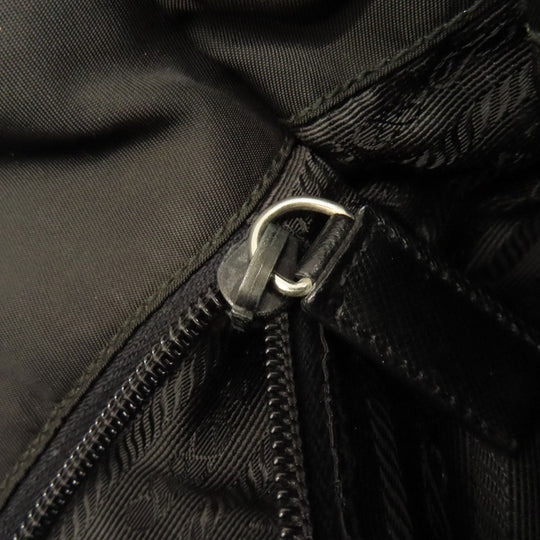 PRADA Shoulder Bag Nylon black logoMetal Women Used Authentic