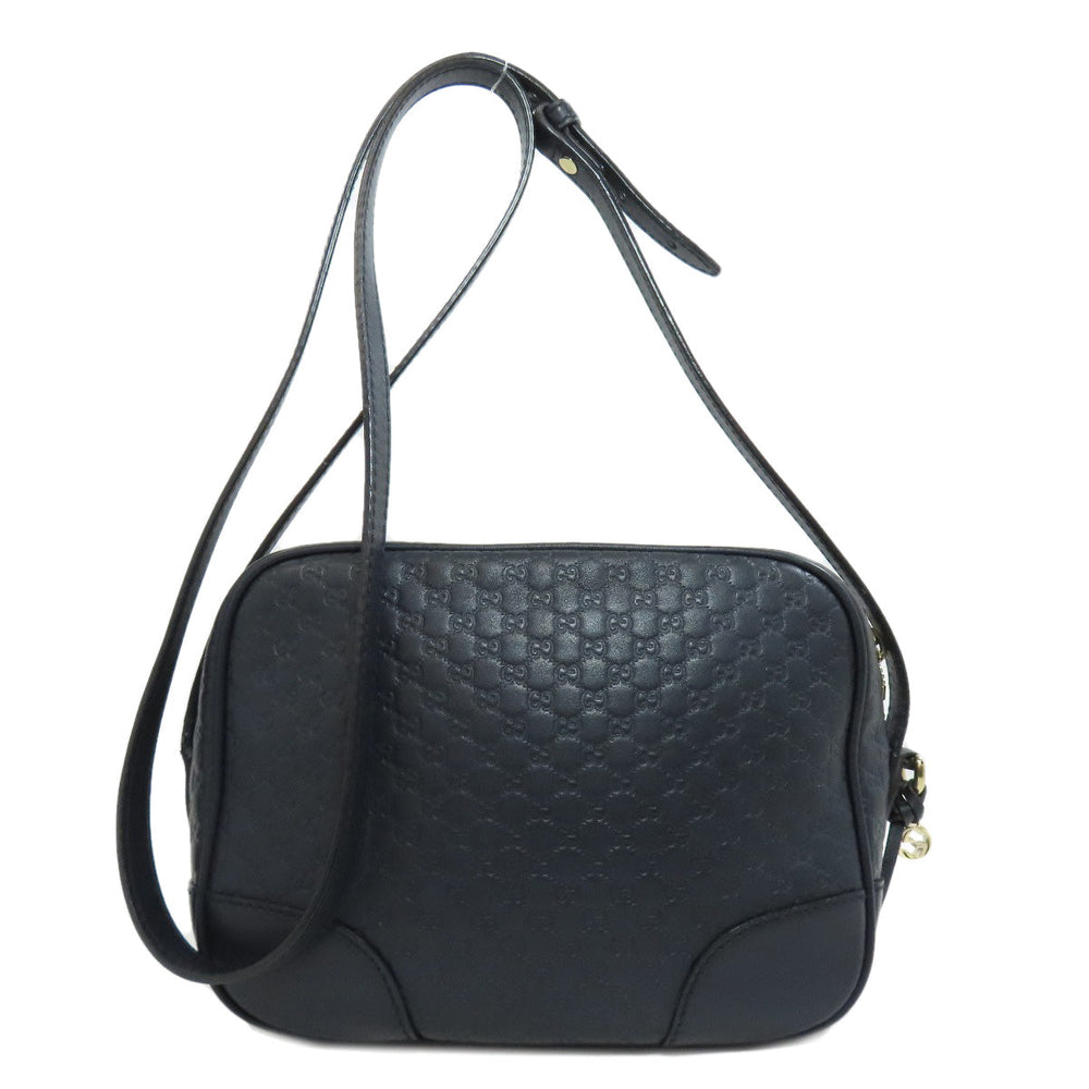 GUCCI Shoulder Bag 449413 leather Navy GG Signature Microsima Outlet Women Used Authentic