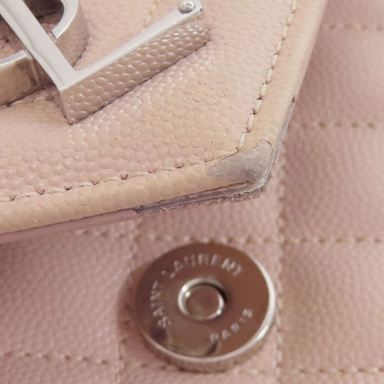 SAINT LAURENT Shoulder Bag leather pink Envelope medium Women Used Authentic