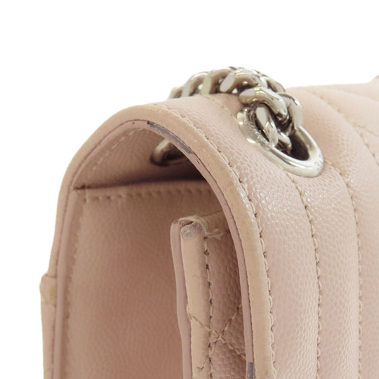 SAINT LAURENT Shoulder Bag leather pink Envelope medium Women Used Authentic