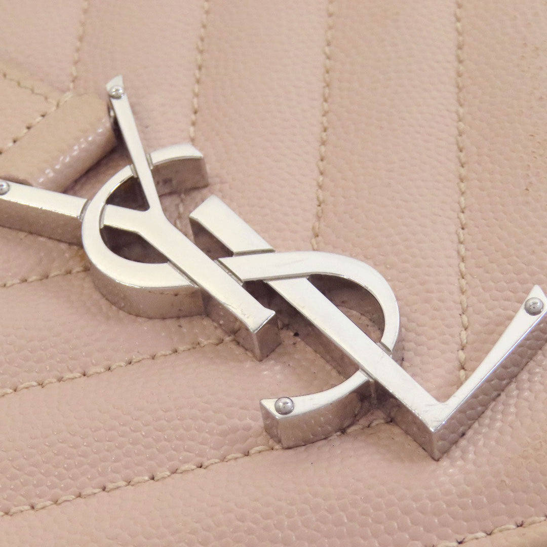 SAINT LAURENT Shoulder Bag leather pink Envelope medium Women Used Authentic