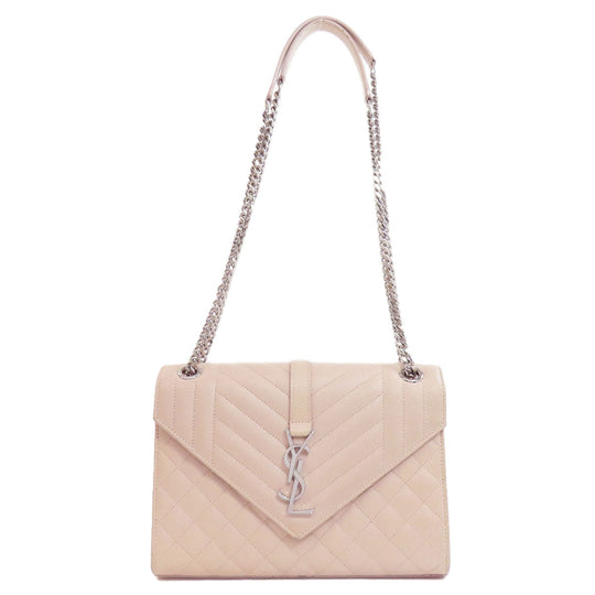 SAINT LAURENT Shoulder Bag leather pink Envelope medium Women Used Authentic