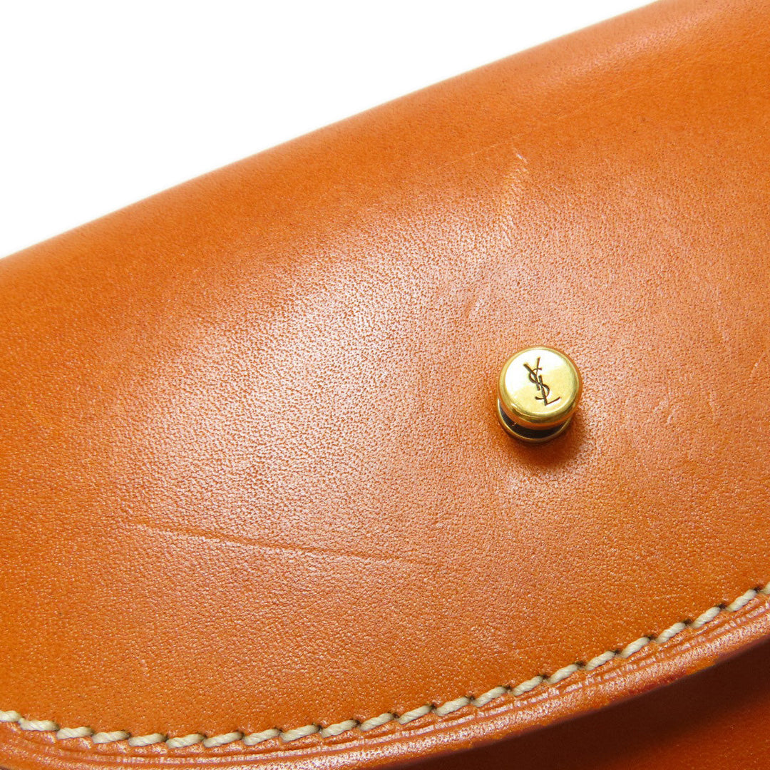 SAINT LAURENT Shoulder Bag leather Brown logo Women Used Authentic