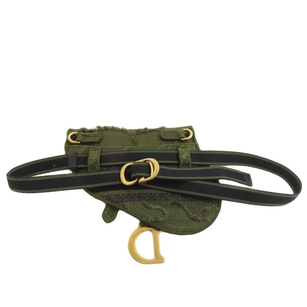 Christian Dior Hip bag canvas green saddle Women Used Authentic