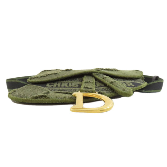 Christian Dior Hip bag canvas green saddle Women Used Authentic