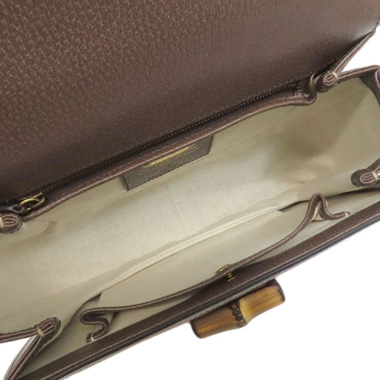 GUCCI Handbag 681173 canvas Brown Bamboo bag 100th anniversary model Women Used Authentic