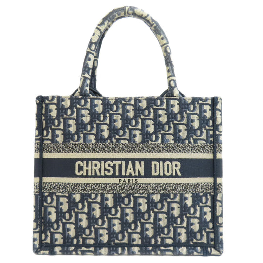 Christian Dior Handbag canvas Navy Book tote Women Used Authentic