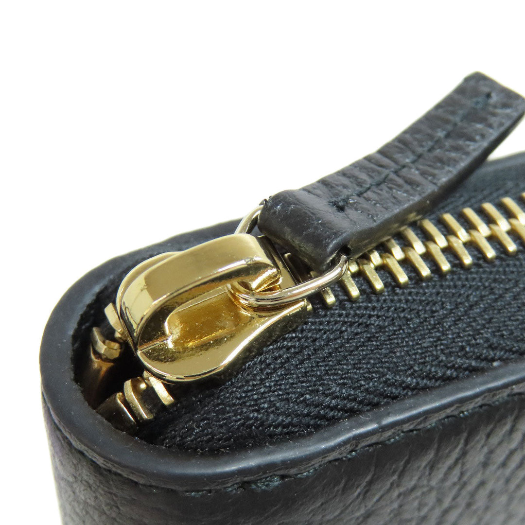 GUCCI Long Wallet Purse 449347 leather black Interlocking G Women Used Authentic