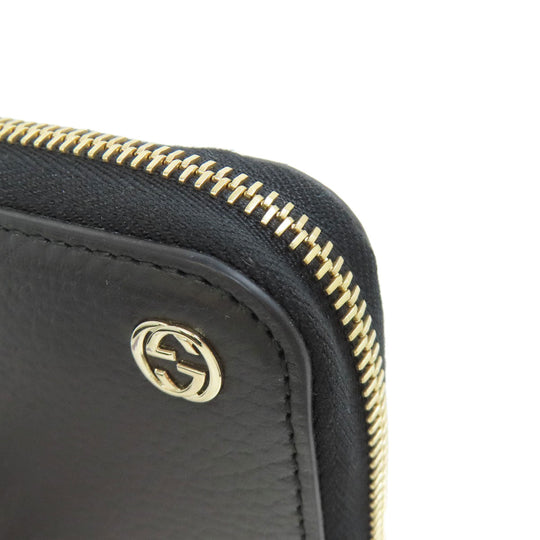 GUCCI Long Wallet Purse 449347 leather black Interlocking G Women Used Authentic