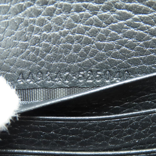 GUCCI Long Wallet Purse 449347 leather black Interlocking G Women Used Authentic