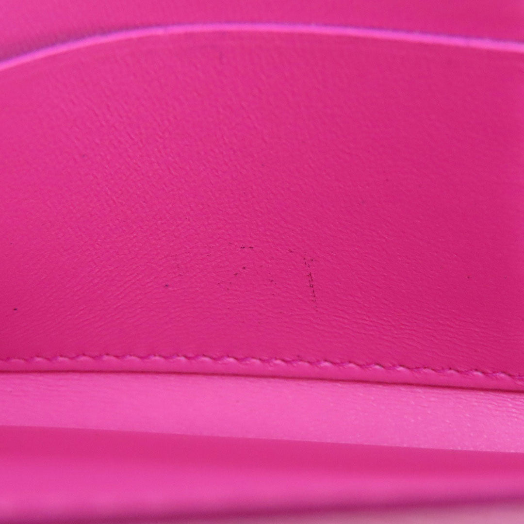 BVLGARI Long Wallet Purse leather pink Logo mania Women Used Authentic